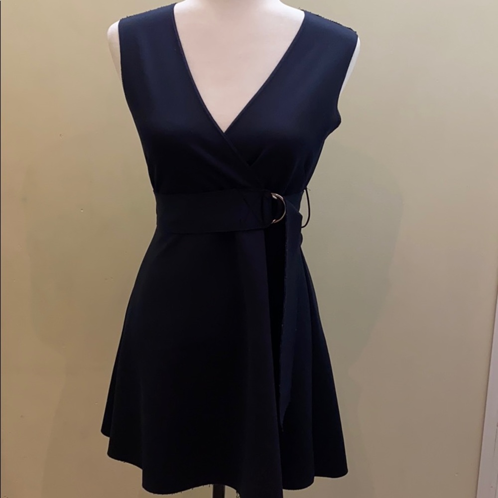 Zara V neck wrap belt cocktail dress sleeveless